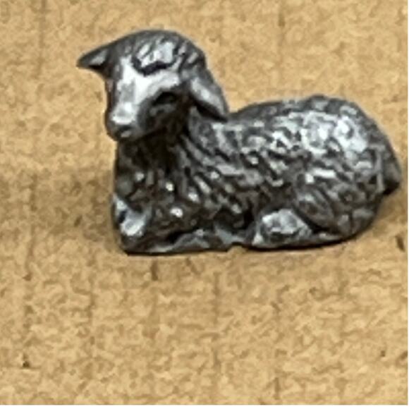 Russ Nativity Pewter lamb animal figure manager Miniature Fig Christmas Holiday - Picture 1 of 5